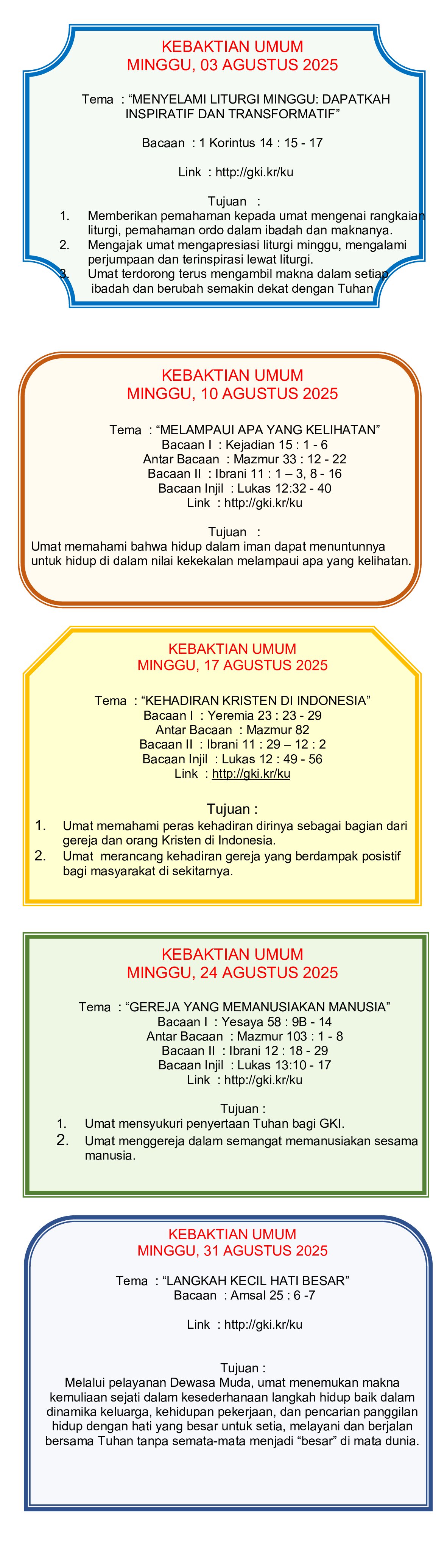 Pelayanan Ibadah GKI Kranggan