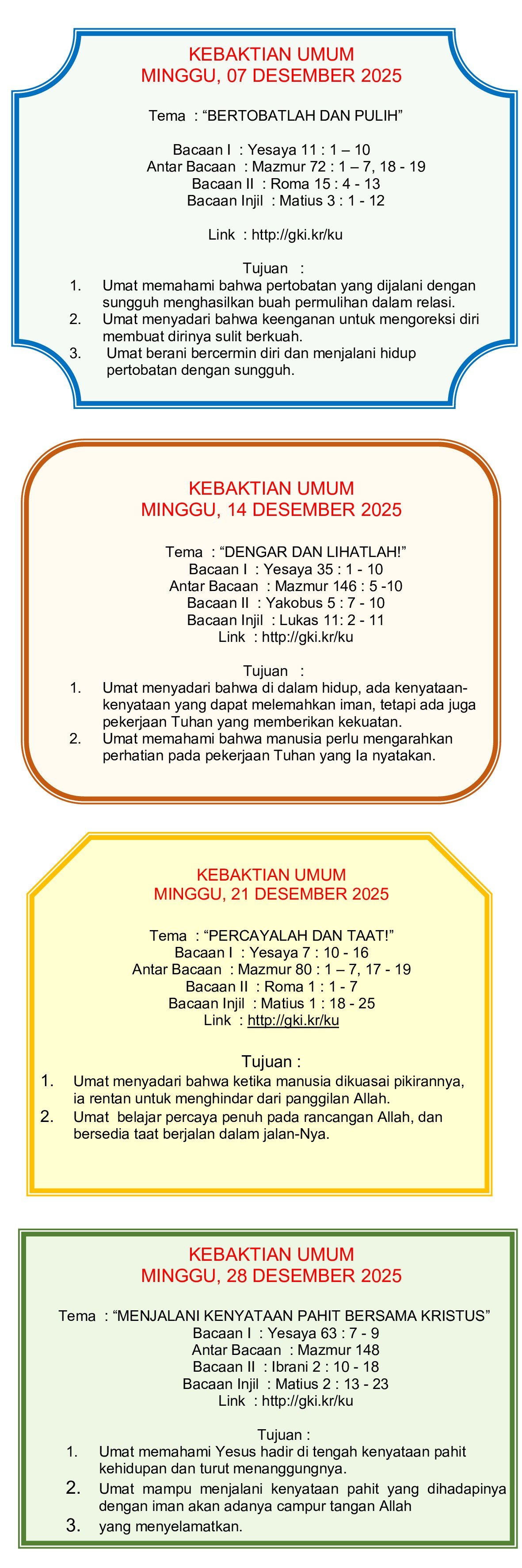 Pelayanan Ibadah GKI Kranggan