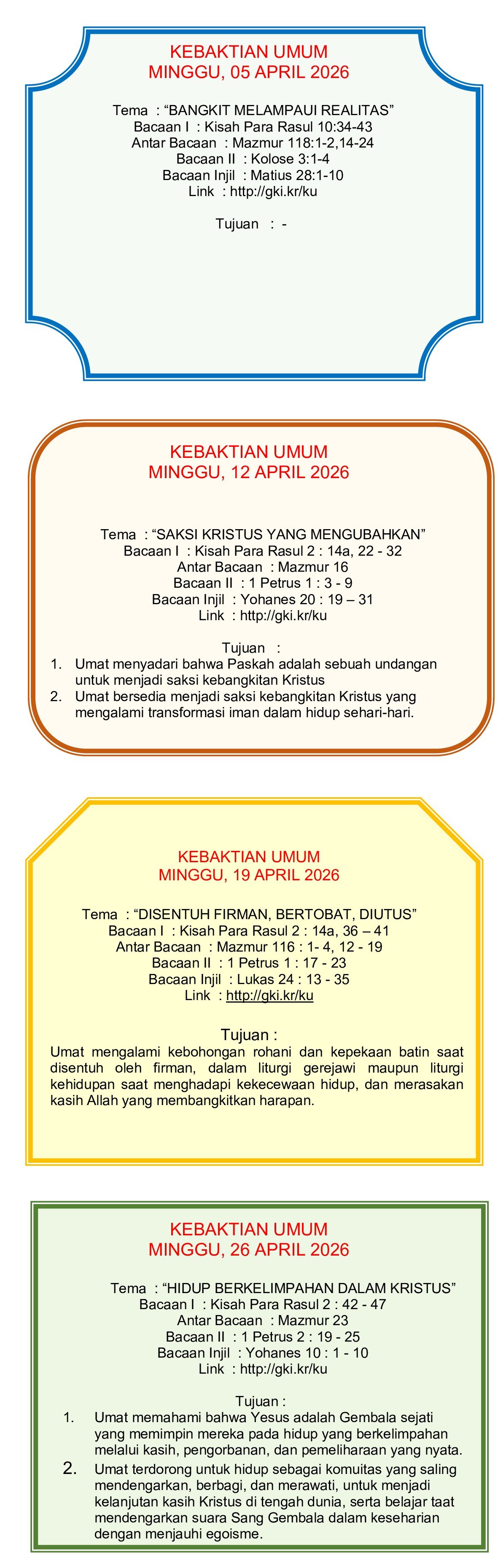 Pelayanan Ibadah GKI Kranggan