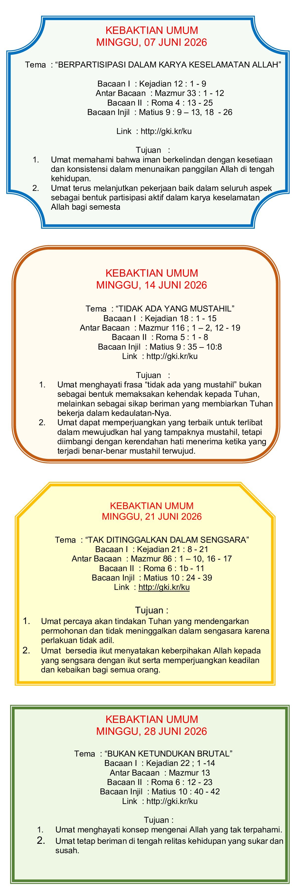 Pelayanan Ibadah GKI Kranggan