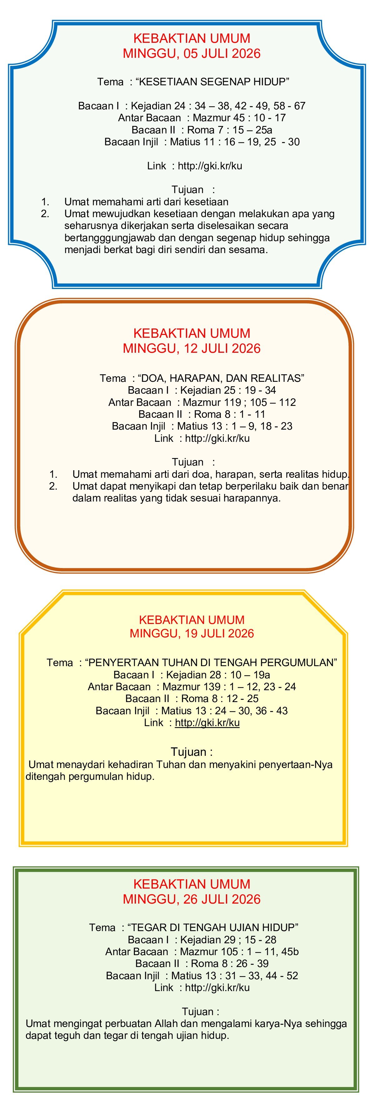 Pelayanan Ibadah GKI Kranggan