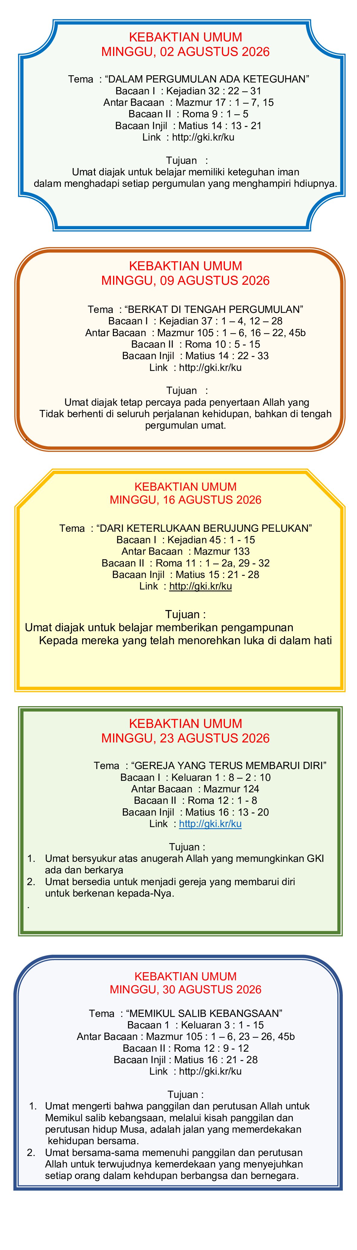 Pelayanan Ibadah GKI Kranggan