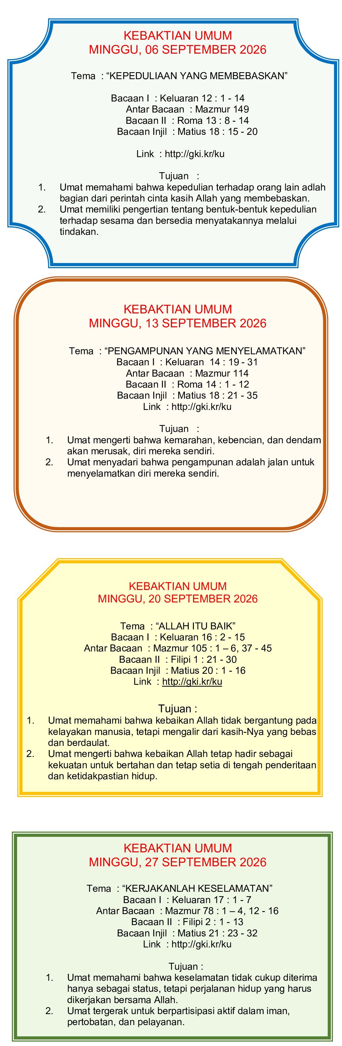 Pelayanan Ibadah GKI Kranggan